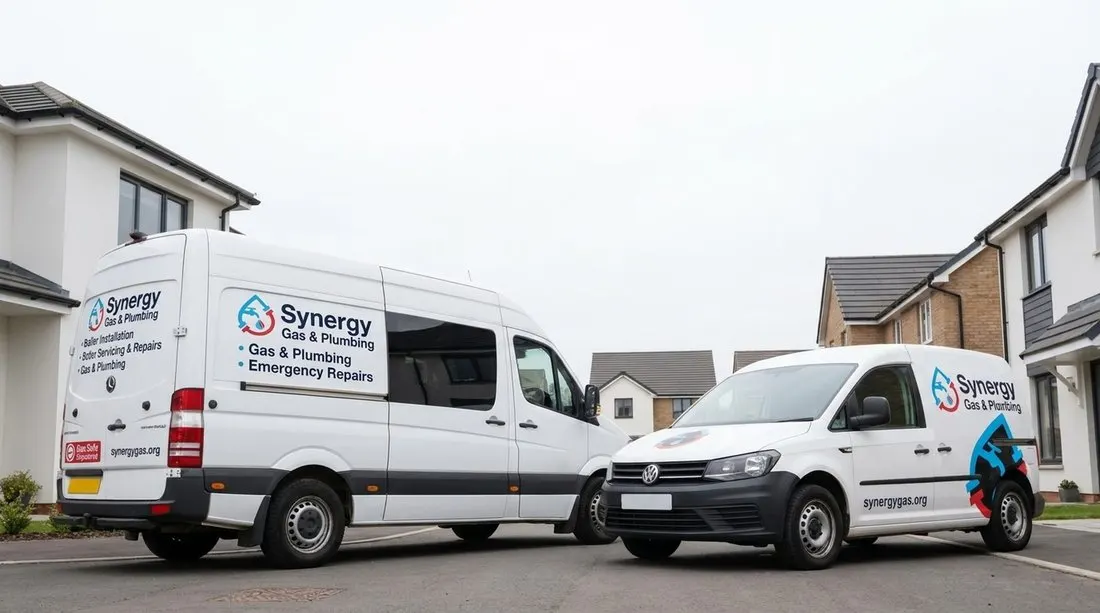 Synergy Gas & Plumbing service vehicles